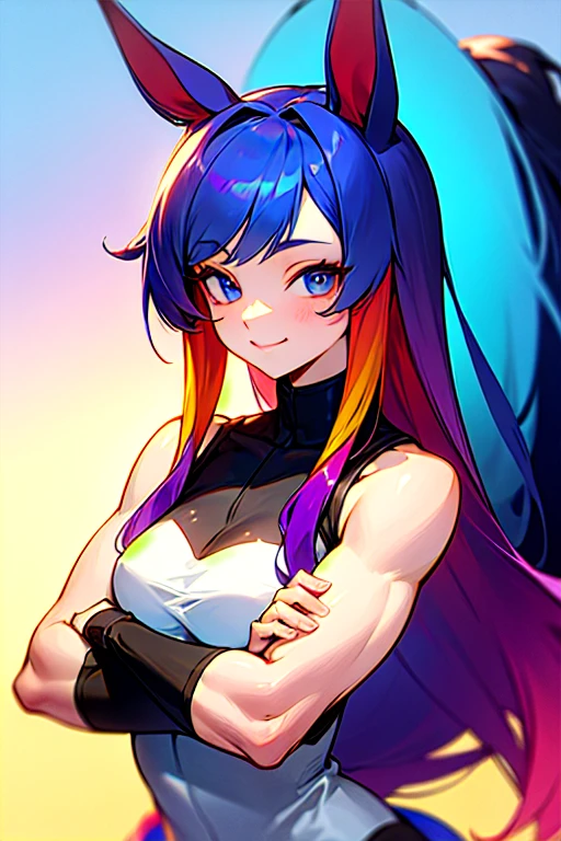 <lora:sg22-000005:.80>A female with a multicolored background, (((masterpiece))),(((best quality))),((ultra-detailed)), (illustration), (dynamic angle), ((floating)), (paint),((disheveled hair)),(solo),(1girl), ((medium breasts)), (((detailed anime face))), ((beautiful detailed face)), collar, bare shoulders, aqua hair, ((colorful hair)),((streaked hair)), beautiful detailed eyes,(Gradient color eyes),(((colorful eyes))), multicolored background, red background, white background, blue background, purple background, pink background, white background, (((colorful background))), (((gradient colored background))), (((high saturation))),(((surrounded by colorful splashes))),(((surrounded by colorful dot))), colorful bubble, ((shining)),