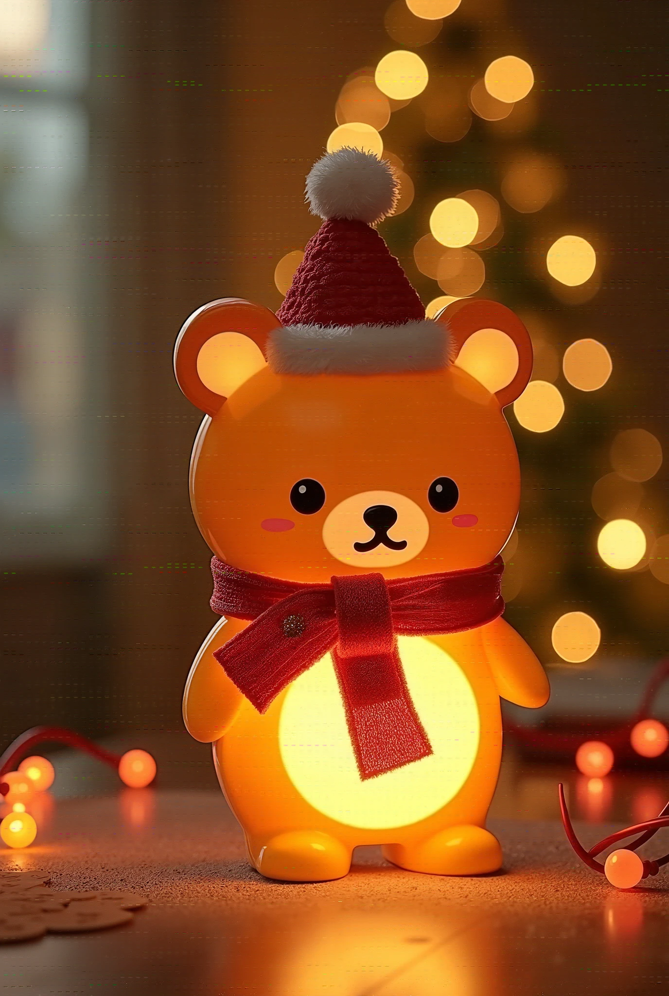 (masterpiece:1.2,Exceptional Quality,Mirror-like, cinematic experience ),8k,(wallpaper),( ray tracing to Christmas),(Christmas Decorated Interior ),( Rilakkuma Style Indirect Lighting Device Wearing Christmas Costumes:2.0),( light up:2.0),(Warm Light:2.0),(Healing:2.0), Very simple design ,(From below:2.0)