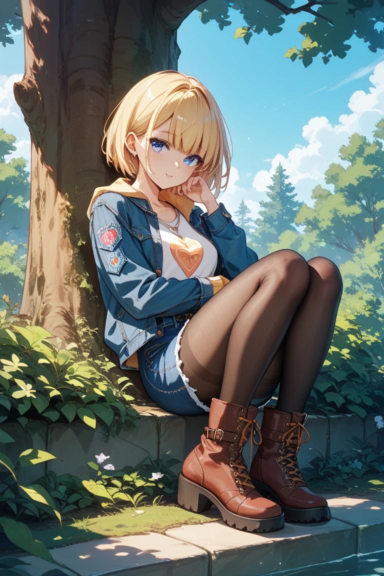 Beauty, cute, Pitiful, garden, android18Number, (masterpiece), highest quality, 1girl, uhd, retina, masterpiece, ccurate, anatomically correct, textured skin, super detail, high details, high quality, best quality, highres, 4K