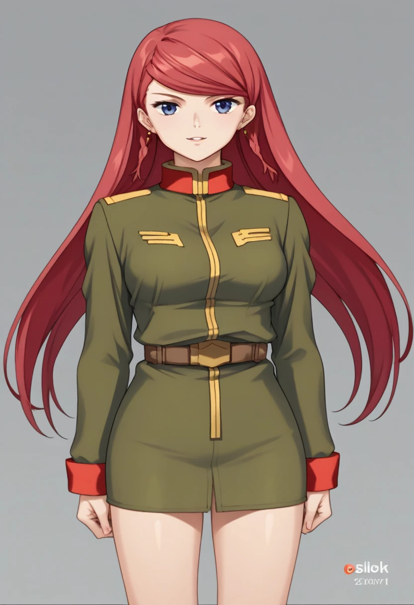 score_9, score_8_ up, score_7_ up, score_6_ up, score_5_ up, score_4_ up,  Source_Anime,  twin blade , Red Hair,  long hair, Shirley Ramsay,Yellow-green military uniform