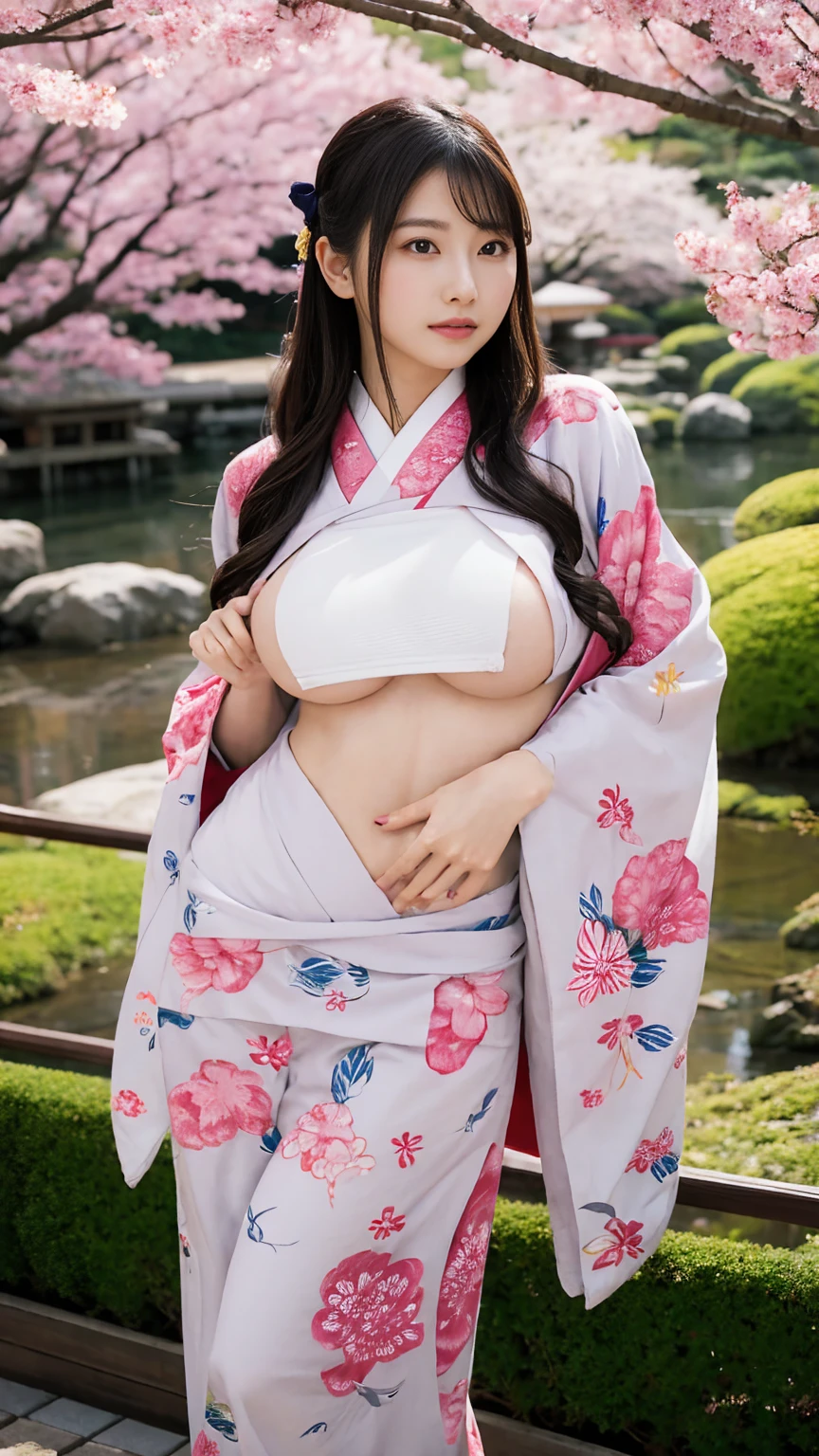 Ukiyo-e,Beauty,vagina,Genuine, Live Action,Big Breasts, Japanese Garden,Clothes that show boobs、