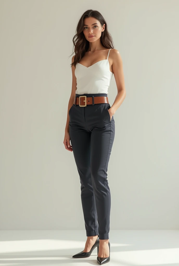Picture a woman whose belt won't fall off