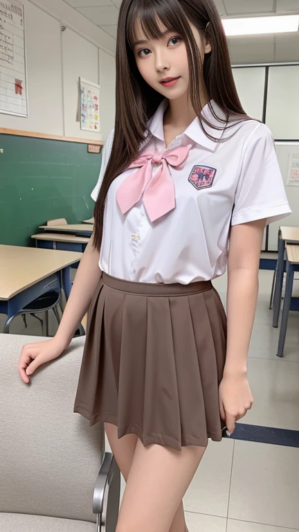 Masterpiece, realistic, hd, 15 year old female high school girl standing on the stairs of school, upskirt, lace white panties, white shirt,blue and red plaid miniskirt:1.5,best smile,yellow panties:1.5,blonde with short cut:1.5,Side waves with a short cut,Carrying a backpack, (backpack:1.2)