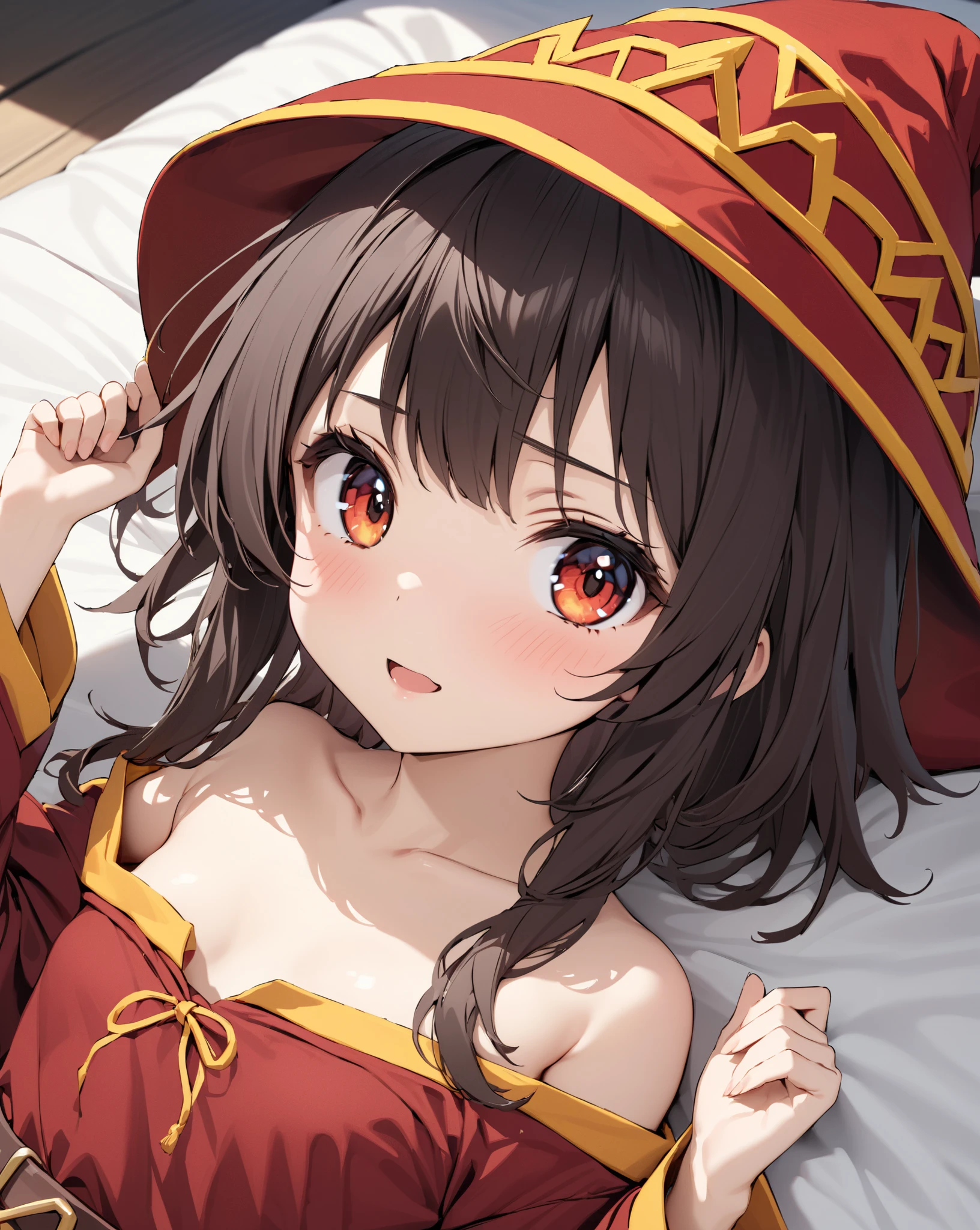 ( Japanese anime style),  cute, (Megumin), Small breasts, masterpiece:1.5, masterpiece, highest quality, UHD, retina, masterpiece, accurate anatomy, super detailed, high quality, best quality, 8k