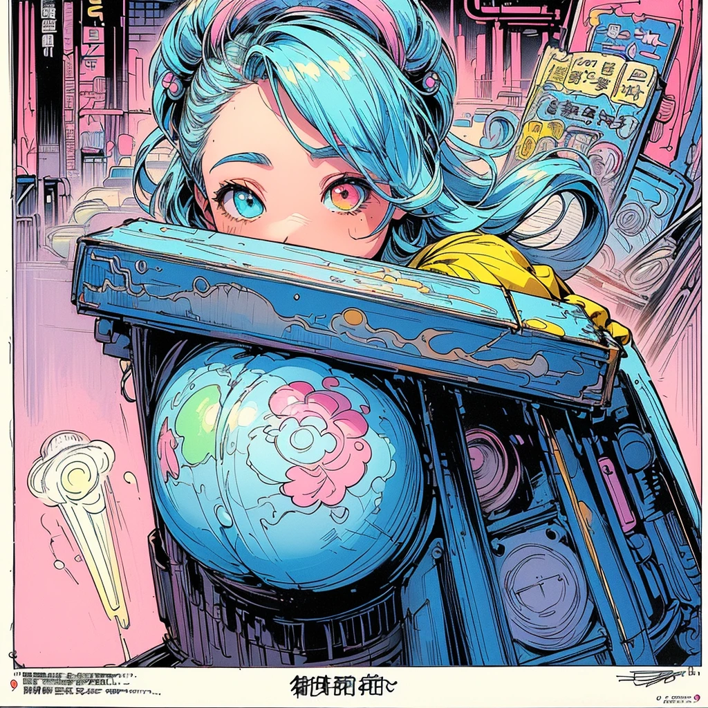 1girl, solo, (masterpiece), best quality, ultra-detailed, Akira Toriyama style, Bulma from Dragon Ball, Retro style, full body. (playboy bunny:1.5), black leotard, fancy, fishnet stockings