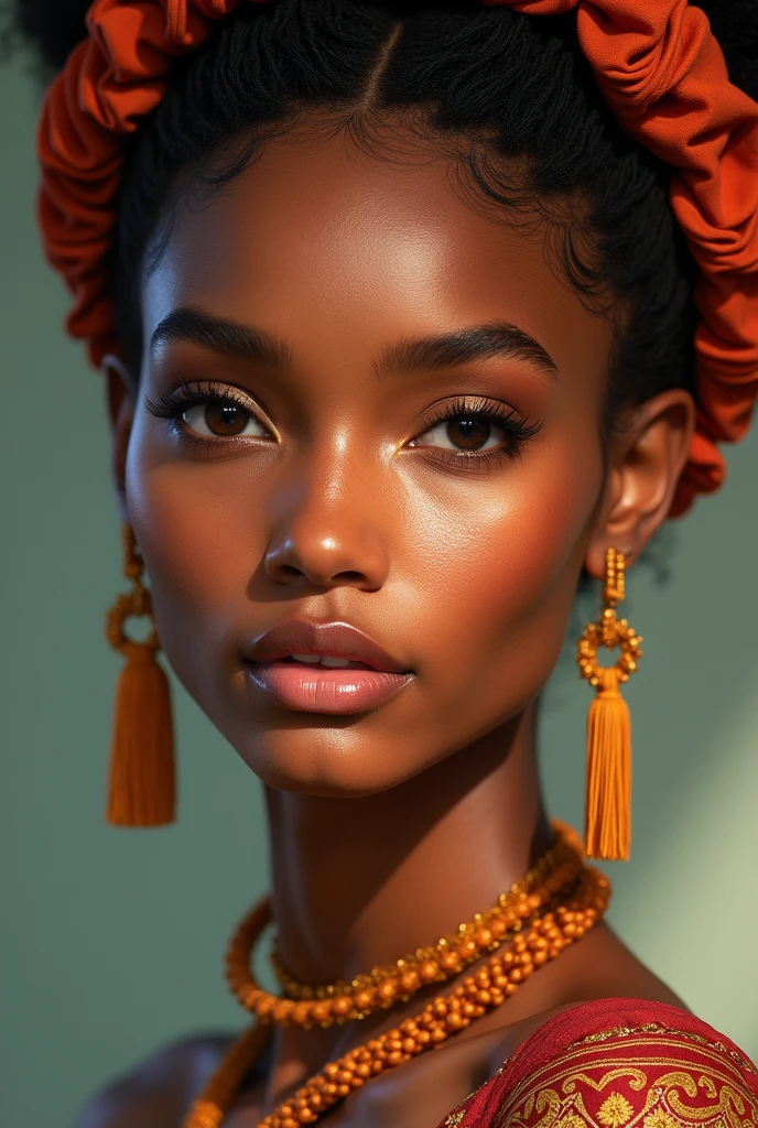 style, realistic, award-winning photo, (very detailed symmetrical eyes, fantastic eyes, intricate eyes: 1.1), detailed background, full body, wide angle, beautiful 20 year old girl, Colombian from Cartagena, with fruits on her head in the style of the black palenqueras of Cartagena, dark skin, lanky, tiktok, instagram, high quality, perfect, ultra hd 8k cinematic lighting
