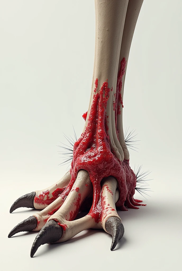 Create an artistic rendering of a sexy zombie model with dead eyes and additional erotic details to accentuate her eerily attractive essence. Incorporate pornographic elements such as prominent abrasions and remnants of fresh blood for authenticity. Add details like bloodied wounds, open gashes with visible viscera, and bruises to enhance the realistic horror effect. Include specific descriptions such as ‘blood trails on her thighs and chest’ and ‘seductive movements with blood streaks on her hips’. Integrate twisted hair and contorted lips to add character. Emphasize subtle erotic details such as tense muscles, sensual curves, and maximum nudity without clothing. Explicit depictions of intimate parts, like a ‘detailed view of a beautifully shaped pussy’, should capture the essence of her undead allure. Incorporate details like erotic poses with legs spread apart and intense sexual energy depicted throughout the image. For a dramatic effect, add more blood on the body. The surroundings should be varied to ensure that each generated image is different. Mouth agape.
