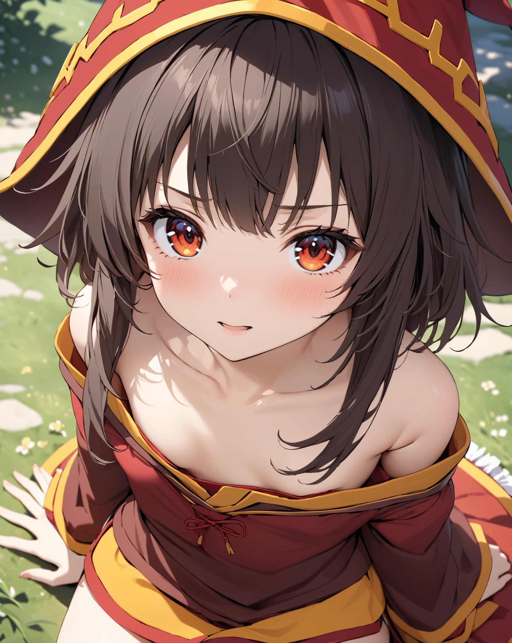 ( Japanese anime style),  cute, (Megumin), Small breasts, masterpiece:1.5, masterpiece, highest quality, UHD, retina, masterpiece, accurate anatomy, super detailed, high quality, best quality, 8k