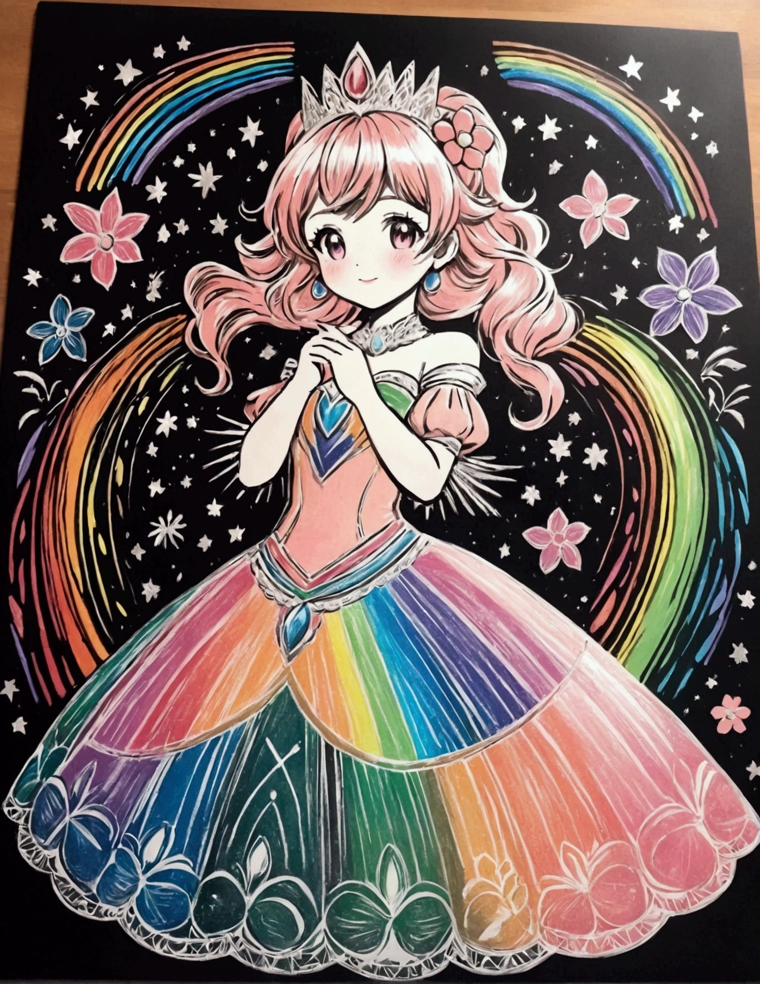 Scratch art, Art Foil Rainbow, Rainbow Magic Scratch Paper, Scratch art flowers 💐, Rainbow foil princess peach, Scratchboard Art, Art Therapy, A new sense of elegance and strangeness, 