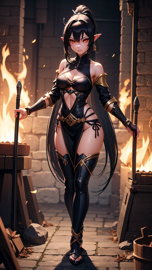 (obra maestra, Mejor calidad), full body, 1 busty hindu girl, armadura de caballero, armadura completa, hermoso rostro, angry expression, tetas grandes, cuerpo delgado