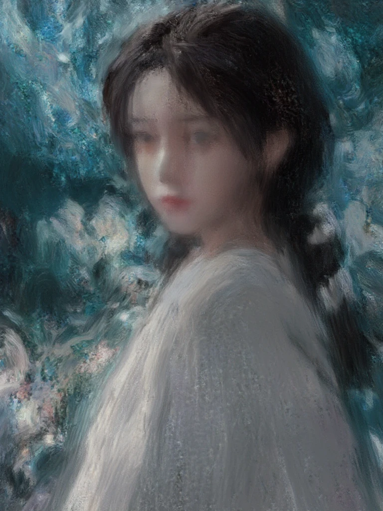 girl,whole body,in the park,An impressionistic painting style depicting the natural beauty of a chinese young girl, , semi-close-up