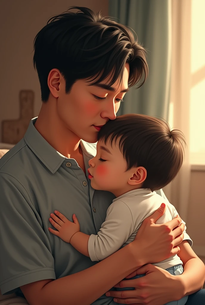 Bangchan de stray kids con una hija