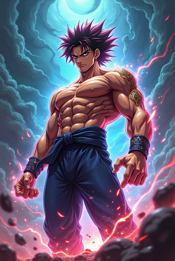 (masterpiece, best quality), intricate details, 8k, artstation, wallpaper, official art, splash art, storm in the background, sharp focus, 1boy, (photorealistic: 1.2) (bokeh) (best quality) (detailed skin: 1.3) (intricate details) (8k) (detailed eyes) (sharp focus) vegeta, angry, battle damage, black hair, blue band, clenched teeth, furious, black eyes, male focus, muscular, muscular male, pectorals, band,  solo, spiked hair, super saiyan, teeth, topless male, torn clothes, bracelet,(masterpiece, best quality), intricate details, 8k, artstation, wallpaper, official art, splash art, storm in the background, sharp focus, 1boy, (photorealistic: 1.2) (bokeh) (best quality) (detailed skin: 1.3) (intricate details) (8k) (detailed eyes) (sharp focus) vegeta, angry, battle damage, blue hair, blue band, clenched teeth,  furious, black eyes male focus, muscular, muscular male, pectorals, sash, solo, spiked hair, super saiyan, teeth, topless male, torn clothes, bracelet,8k, high definition, hyper-realistic, + cinematic shot + dynamic composition, incredibly detailed, sharpness, detail details + night with light + perfectionism + award-winning realism ((ambient lighting)) --auto --s2