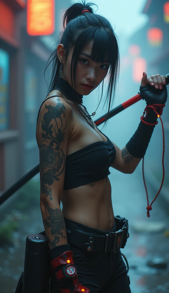 ((( blood in lips))) (ultra realistic 4k quality) German young girl beautiful sensual face in pain and pain and tired injuries because of fight(((many tattoos on the body)))braided blue hair wearing combat gloves sitting on the floor of the fighting ring, completely tired and sweating, Trails of blood on the ground, wearing leggings and sports bra, highlighting the light abdomen, pircing, silicone chest tattoo (( tattoos all over sensual body)) cinematic lighting.