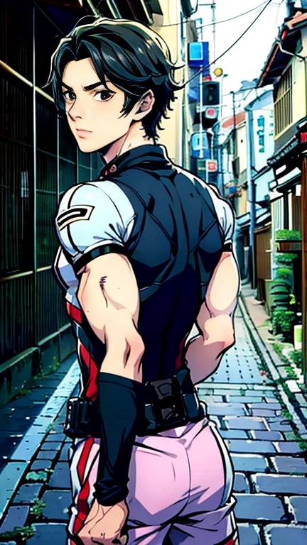 Back Alley, Attractive young Japanese ,  Kamen Rider Cosplay, Looks weak, 18 years old, Weak body