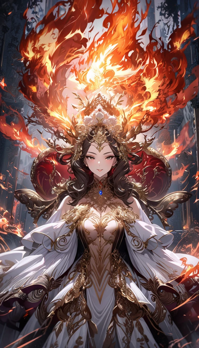 ((highest quality)),(Ultra-high resolution),(Very detailed),(Detailed Description),((The best CG)),(A masterpiece),Ultra-precise art,amazing drawing art,(Chinese fantasy art with intricate details:1.5), (Female Devil:1.7),(Beautiful and well-proportioned face:1.5),