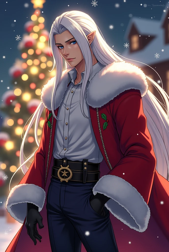 CONCEPT_CHR_SantaClause_ownwaifu, smile,
1boy, blue eyes, white hair, long hair, very long hair, beard, facial hair, mature male, mustache, old man, santa hat, bare pectorals, large pectorals, muscular male, abs, nipples, manly, bara,
fur trim, fur-trimmed jacket, santa costume, open clothes, red jacket, off shoulder,
<lora:CONCEPT_CHR_SantaClause_ownwaifu:0.8> ,
christmas, snow, christmas ornaments,
((masterpiece)),((best quality)),(highres), bokeh, depth_of_field, scenery, spotlight, focused, looking at viewer, solo, cowboy shot,