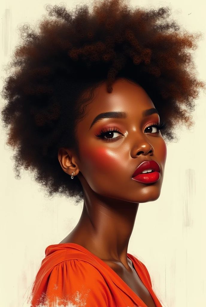 Black woman with short curly red hair