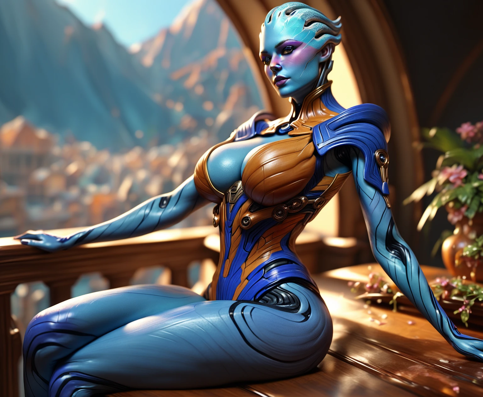 Blue Alien Girl with Big Breasts