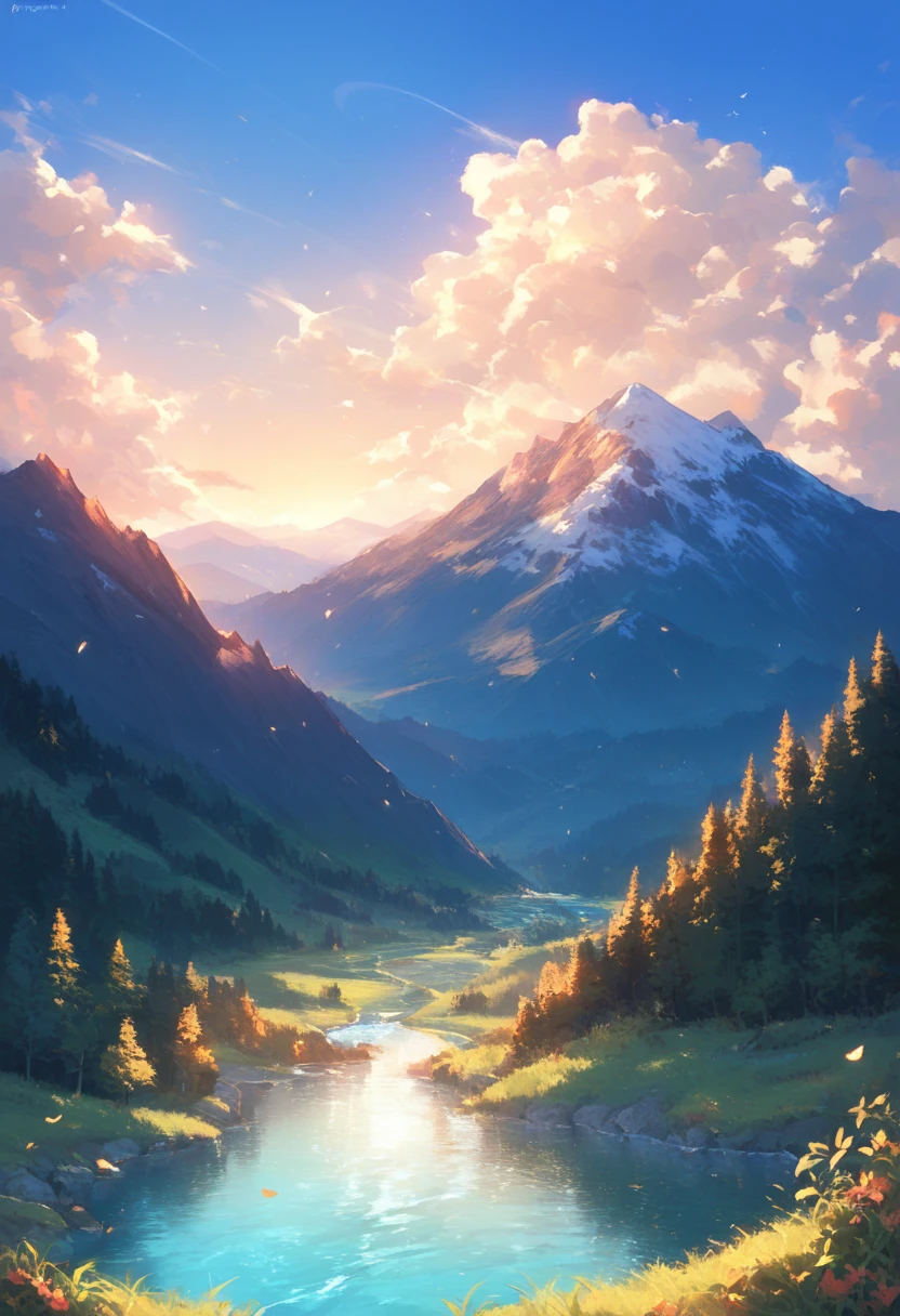 Score_9, score_8_up, score_7_up, score_6_up, source_anime, Hills, mountains, rivers,detailed,Detailed lighting,Heartwarming view