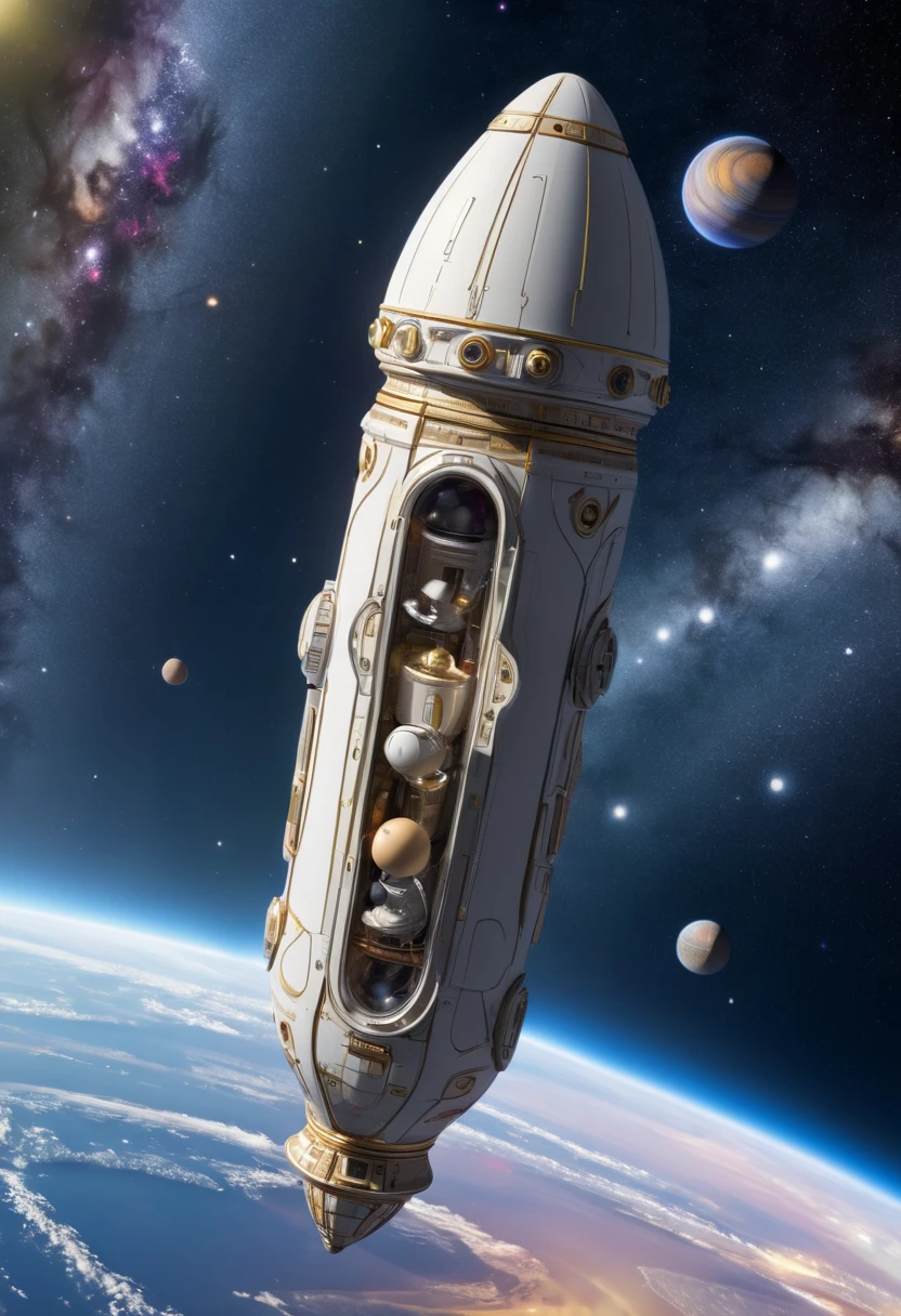 (masterpiece),
A beautiful spaceship in the shape of a human penis floating in space,
  penis  , Ball Sack,
 super real ,  high res,  complicated details,