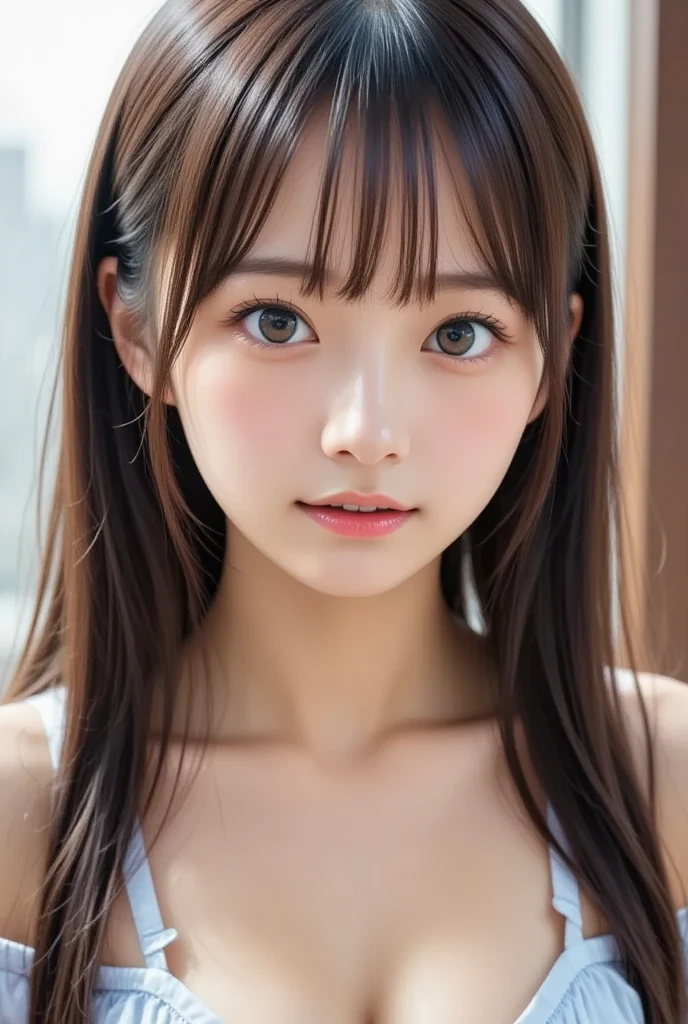    high res 、  female 1 person、  wear fluffy off-the-shoulder pajamas 、 create a big heart in front of your chest with your own hands , Photo Mapping、 physics-based rendering 、  high image quality、   high res 、1080P、  rich details  、(  Stunning Features  :1.35)、(  detailed eyes)、Delicate clavicle、 Mr.々A pose、   very realistic and detailed upper body portrait of a young woman。 Beautiful skin 、 頬の高いところに柔らかなLight is reflected ている .、   small pores and hair follicles  、 Extremely realistic and detailed upper body portrait of a  。The skin is smooth、She has a natural flush to her cheeks 、Healthy glow。  The eyes are large and clear blue、 虹彩には細かい模Mr.があります 、 Light is reflected 、 slightly tilted to 。  There is a slight shadow under her eye  、  Lashes are long and naturally curled 。 Her lips are a soft pink 、  Smooth texture that gives off a natural glow  、 。   The background is a pale black and white gradient  .、  The focus is perfectly on the face and upper body 。  Realistic shadows and hair roots  、  picture-like depiction.。
