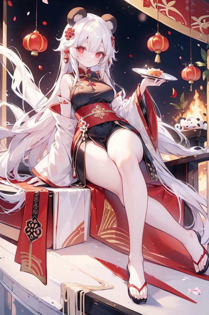 ((4K, masterpiece, best quality)), ink painting, traditional Chinese ink painting, lotus, han dress, maxi kit, modest outfit single girl, 独奏, gray hair, long hair, fox ears, Caucasian, 比基尼, Fish, lots of fish nearby, Look at the beholder, Tease穿著黑色洋裝躺at the beach上的毯子上的動漫女孩, seductive anime girl, I&#39;ll draw a fan too, Beautiful charming anime woman, Azure Lane style, Cute anime waifu wearing beautiful clothes, Anime cute art style, Clean and detailed anime art, at the beach上, Wear a swimsuit, Monokini, anime goddess, Outstanding Makina, at the beach