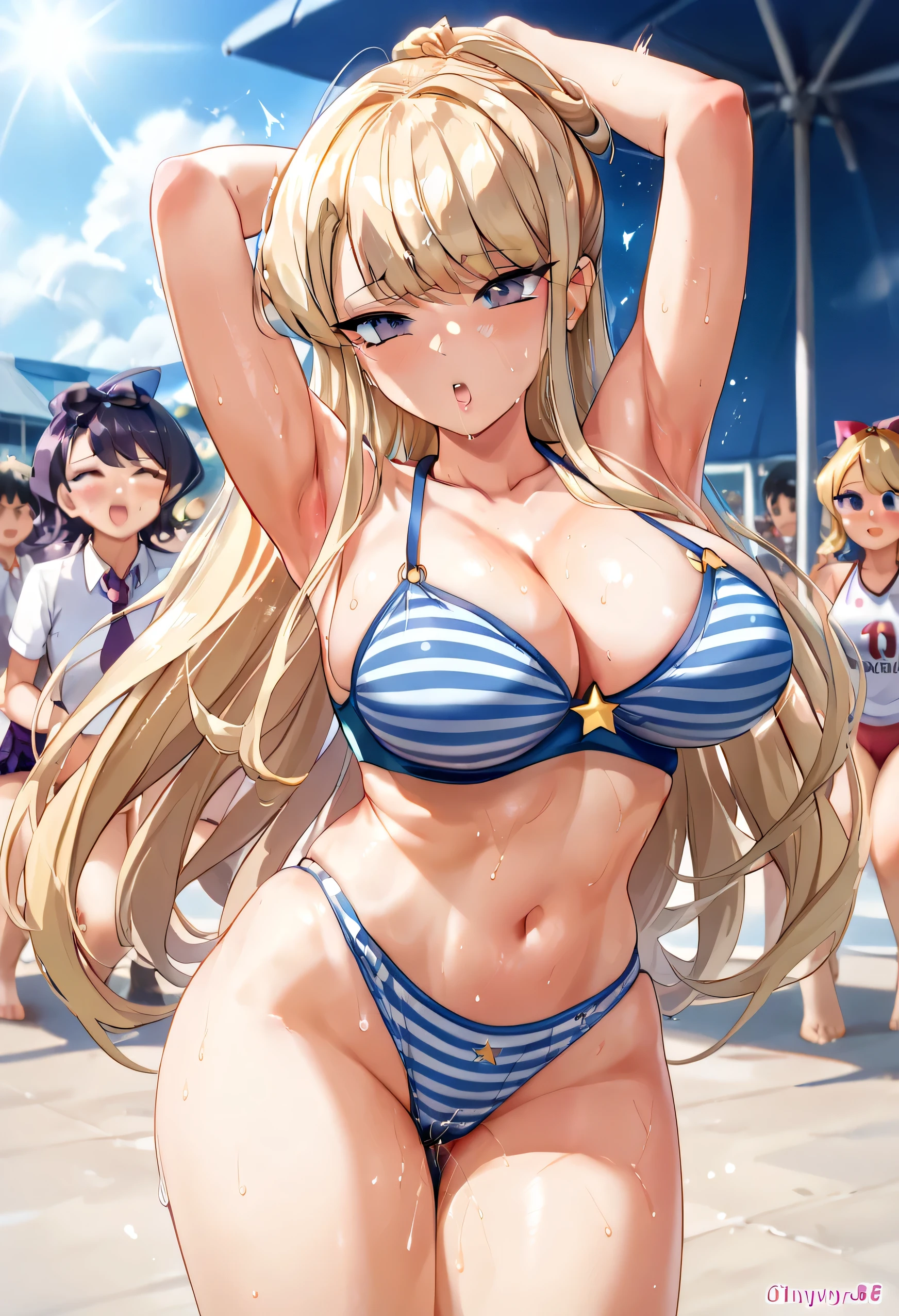 One Woman、komi shouko、 Blonde、American、Beauty、Stars and Stripes Bra、Stars and Stripes Panties、Ultra HD、4K quality、aerobics、dance、Training Gym、Crowd of women、Surrounding many swimsuit Beauties、Beautiful graphics、age: 20、 Best Quality, Thick thighs、big ass、My crotch is steamy 、Sweaty body、sexual excitement、Big Breasts、orgasm、Love Juice、Breasts bouncing up and down violently