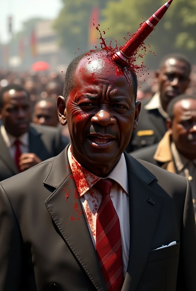 Christian pastor tied to chair with bleeding hand