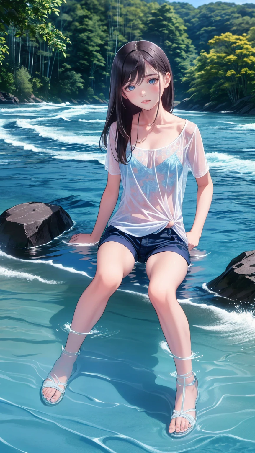 (masterpiece), (best quality), (ultra-detailed), (best illustration), (best shadow), (absurdres), Female, 25 years old, looking at viewer, steam, shy, nose blush, nsfw, medium breasts, nude, o-face, climax, light smile,