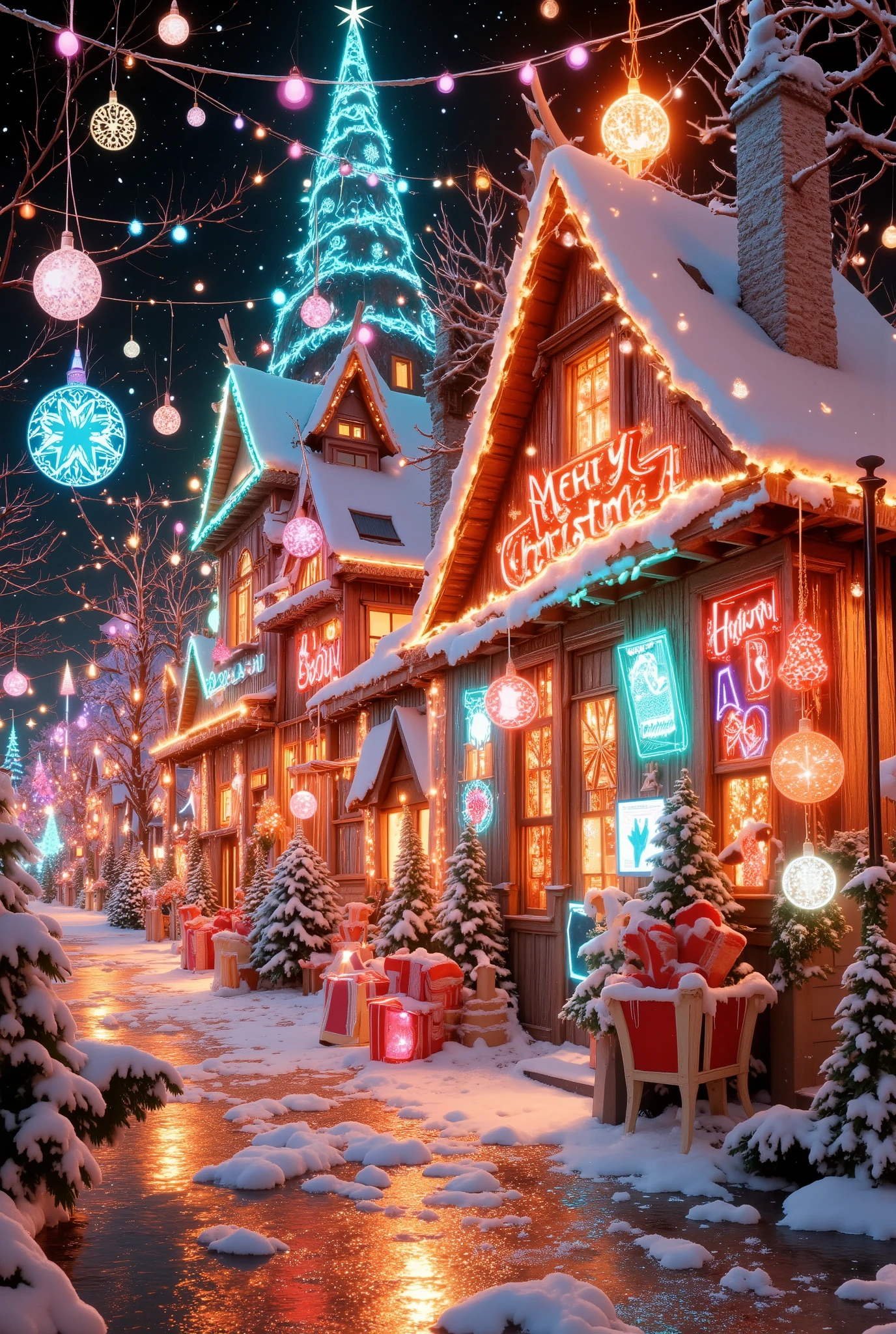 ((masterpiece, top quality, high res, highly detailed CG unified 8k wallpaper, RAW photo, detailed artography), Christmas graffiti), Multiple Exposures , Overlay that combines Flame Light and Xmas