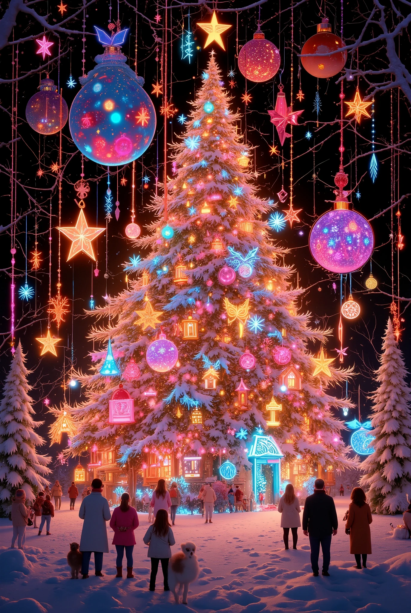 ((masterpiece, top quality, high res, highly detailed CG unified 8k wallpaper, RAW photo, detailed artography), Christmas graffiti), Multiple Exposures , Overlay that combines Flame Light and Xmas