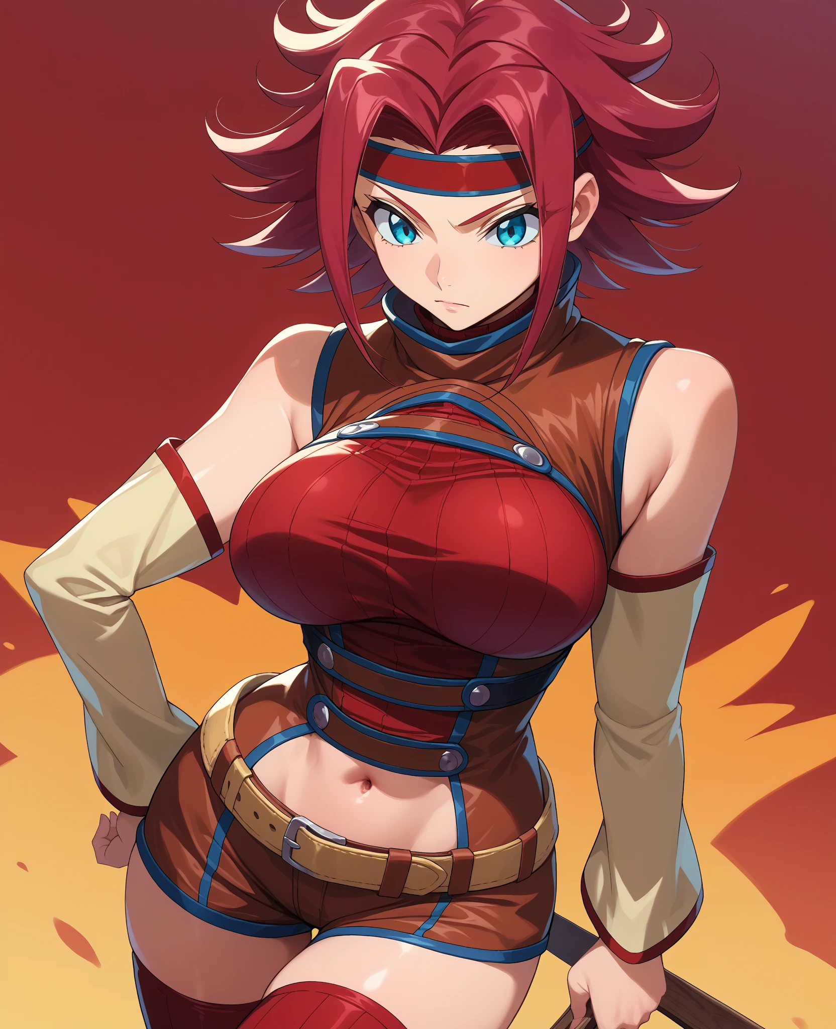 Ranmachan, cabello rojo, Cabello con trenza, ojos azules, ojos detallados, cuerpo completo, CuteSexyRobutts