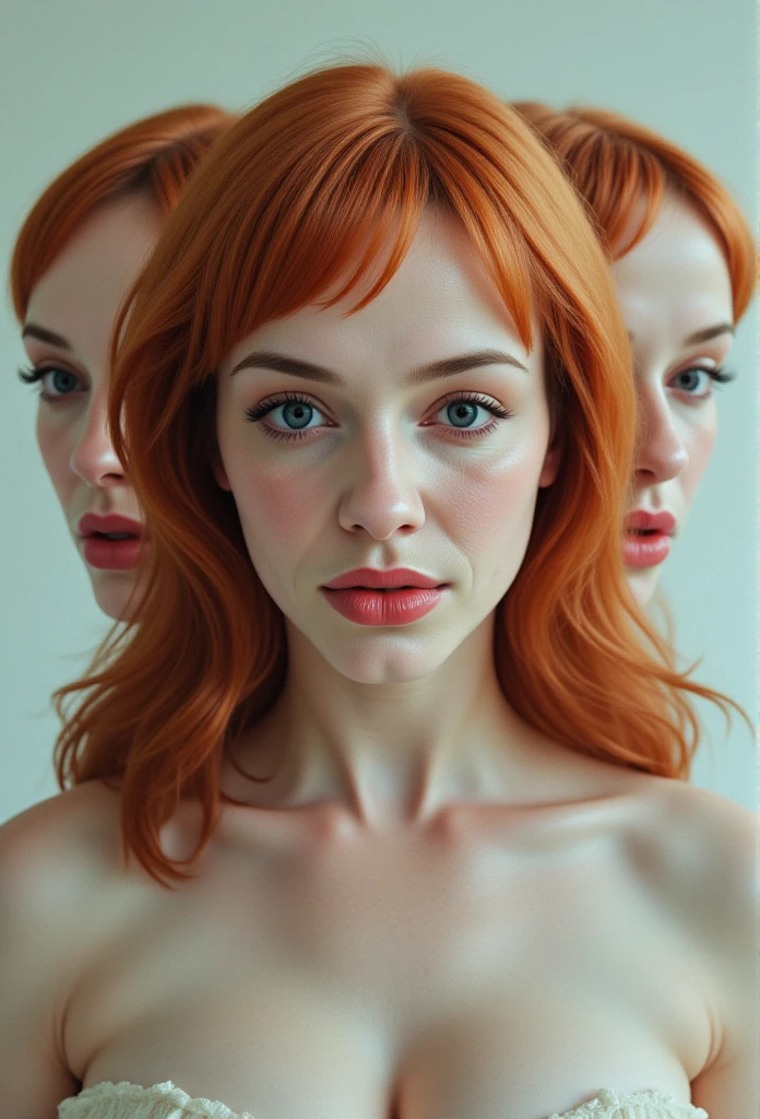 Beautiful photo of christina hendricks with 2 heads

