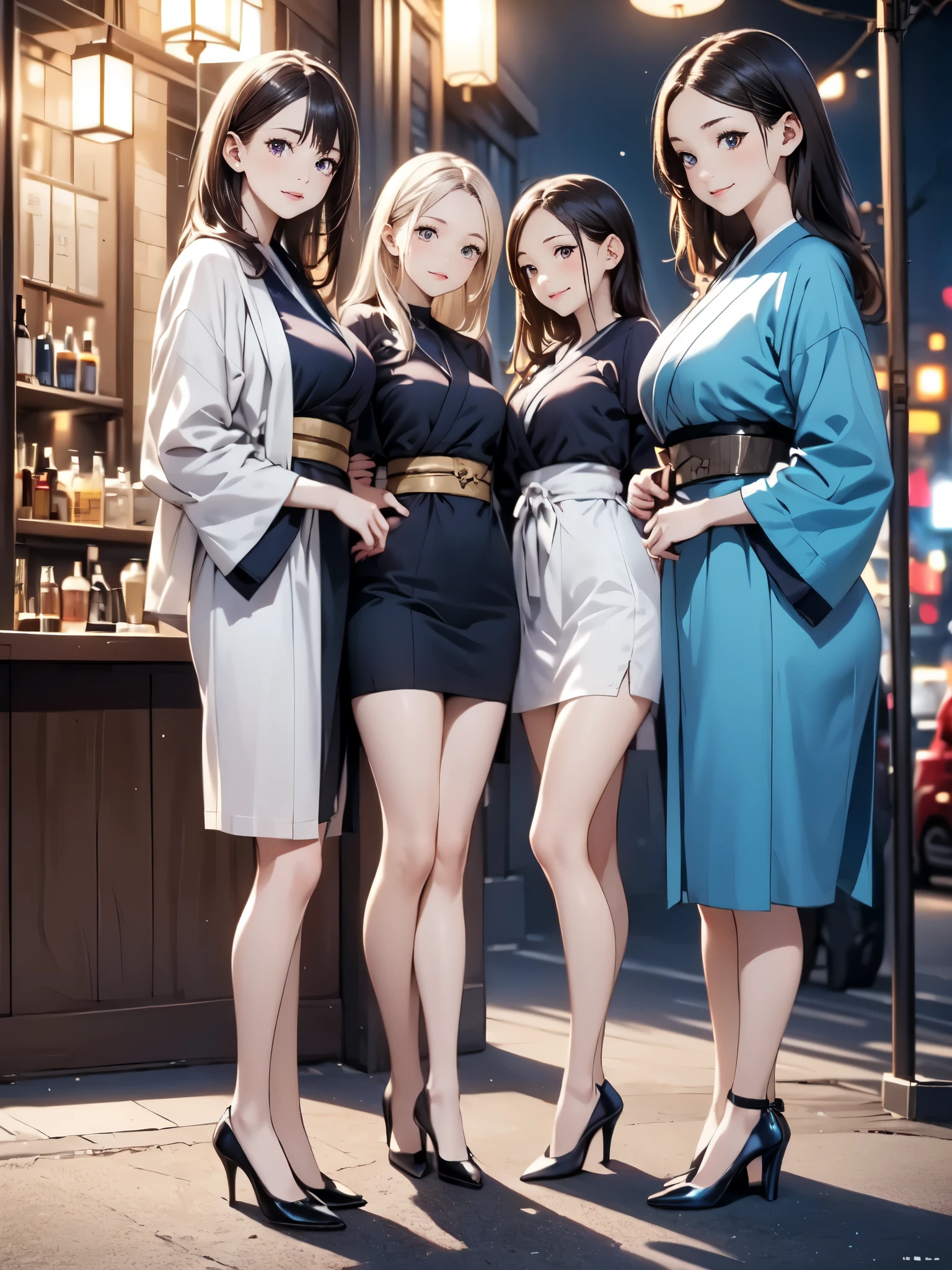 Three women in blue dresses are standing near a sign, (Big sign、Large information board)、I can see your feet, Tight light blue neoprene suit, Wearing high heels and white dress, wearing Japanese , sleek legs, Descriptive!!, Beautiful legs, Japanese , Set in the Bank of Tokyo parking lot, fun, Wearing maid uniform, In a plastic blue dress, Elegant legs, Long legs、Camel Toe、Giant tit、Nipple Puffs、Cleavage、Plump、Super big breasts、Super big butt