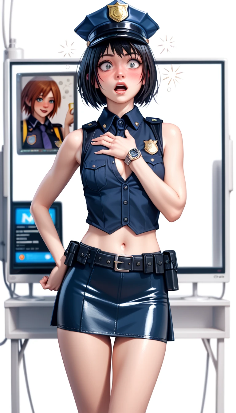 (solo:1.7),(masterpiece), (best quality:1.3), ultra detailed, intricate, professional art, digital art, absurdres, 1girl, (Naked:1.1), wet pussy, no pants, smirk, black hair, short hair, headband, showing armpits, showing pussy, cute face, sharingan eyes, sarada_uchiha, in doors, furniture, thick thighs, small breasts, bubble butt, side view, wide hips, arm gloves, stockings,