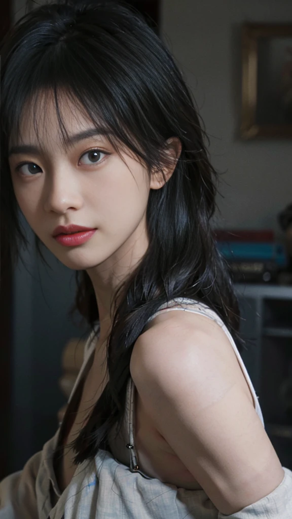 Best quality, masterpiece,..night,.city,..1girl,.(Authentic skin texture:1.3),.close-up,.face focus,.upper body,.selfie,..