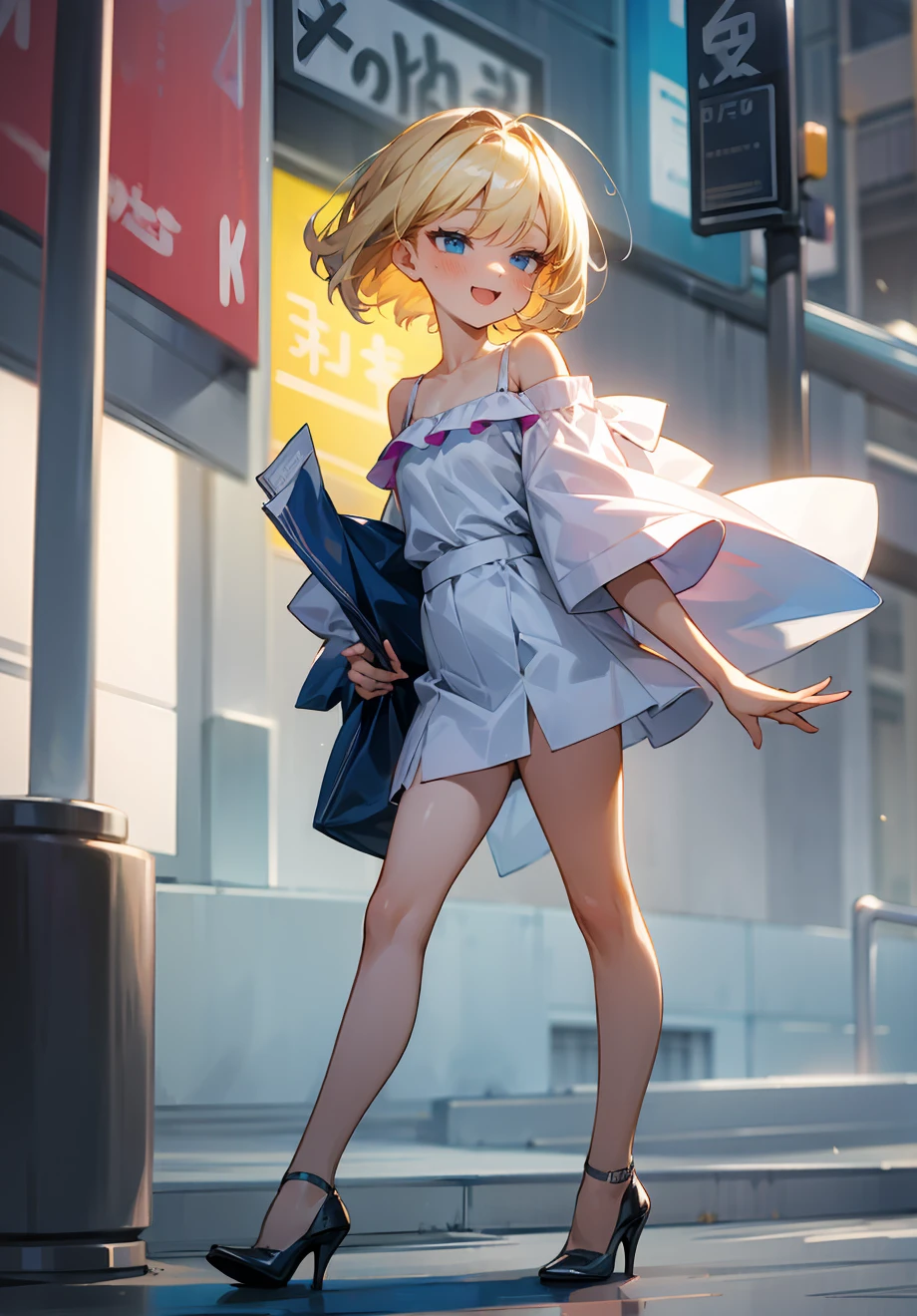 Short skirt, White panties,Cute school girl, Japanese Uniform,whole body,