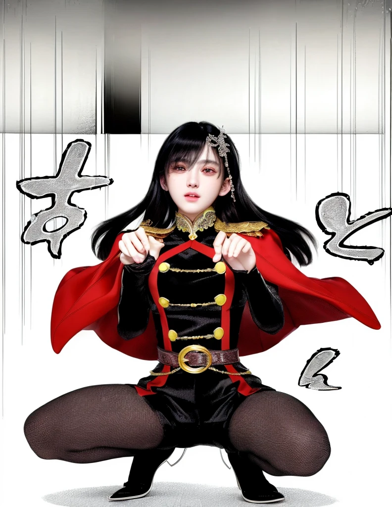 Kpop idol Jennie Kim, seating on a black throne in a red stage ready to perform her solo song 