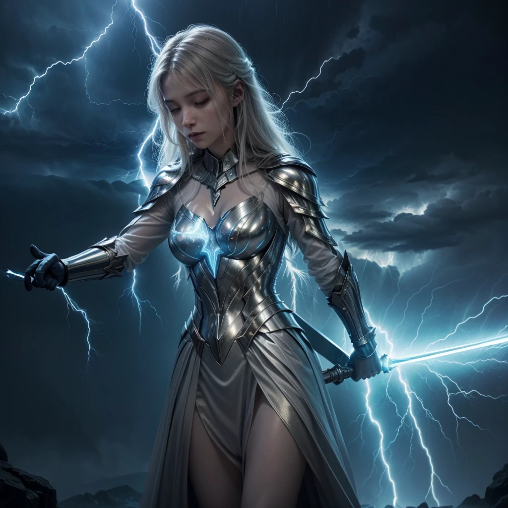 realistic visual effects，attractive beautiful，dramatic contrast，Gentle lighting，Delicate warmth，the soft light，hyper HD，Extremely colorful，best qualityer，Snow-whiteskin，8K high quality，Sexy goddess，A pair of big eyes are beautiful and moving，White skin，Makeup，Sexy outfit，Armed with futuristic modern weapons，gold；jewely；Blue Electric，【Background with】Large gears，Large gears，Doomsday ruins，Giant tornado，Strange sky，Lightning Thunder，The setting sun burns the dark clouds，Multiple planets，The end of the world，Multiple planets，Mards，Jupiter，Mercury，Strange sky，The Eiffel Tower，Egyptian pyramids，Great Wall of China，Giant Tornado ultra-futuristic car，Cool headlights。