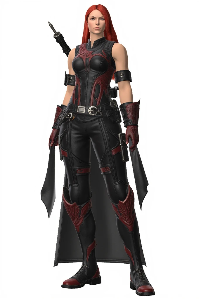 black widow , final fantasy xvi style, white background 