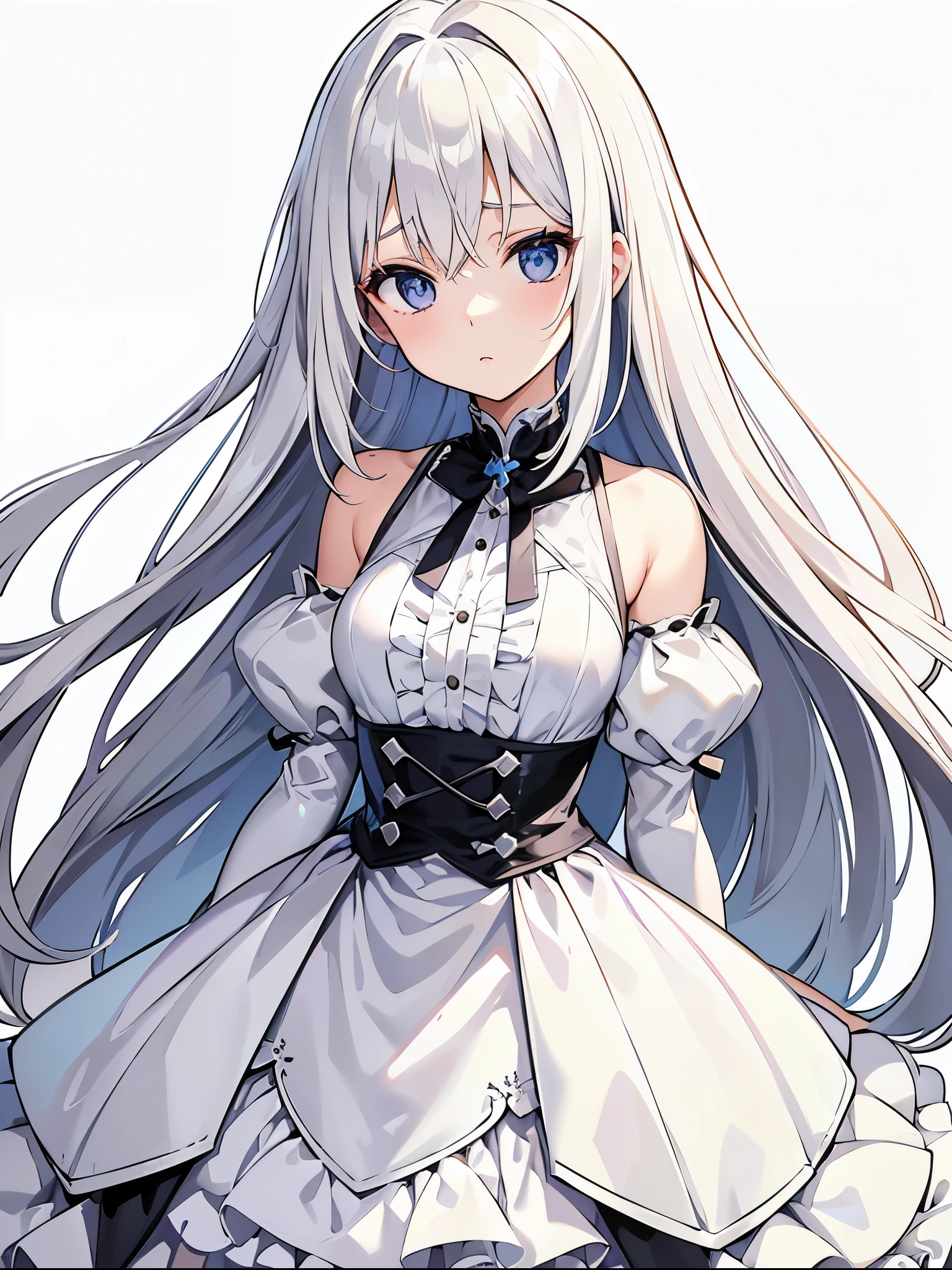 1girl in、Underwear、cute little、Upper body portrait、white hair、Cat's ears、