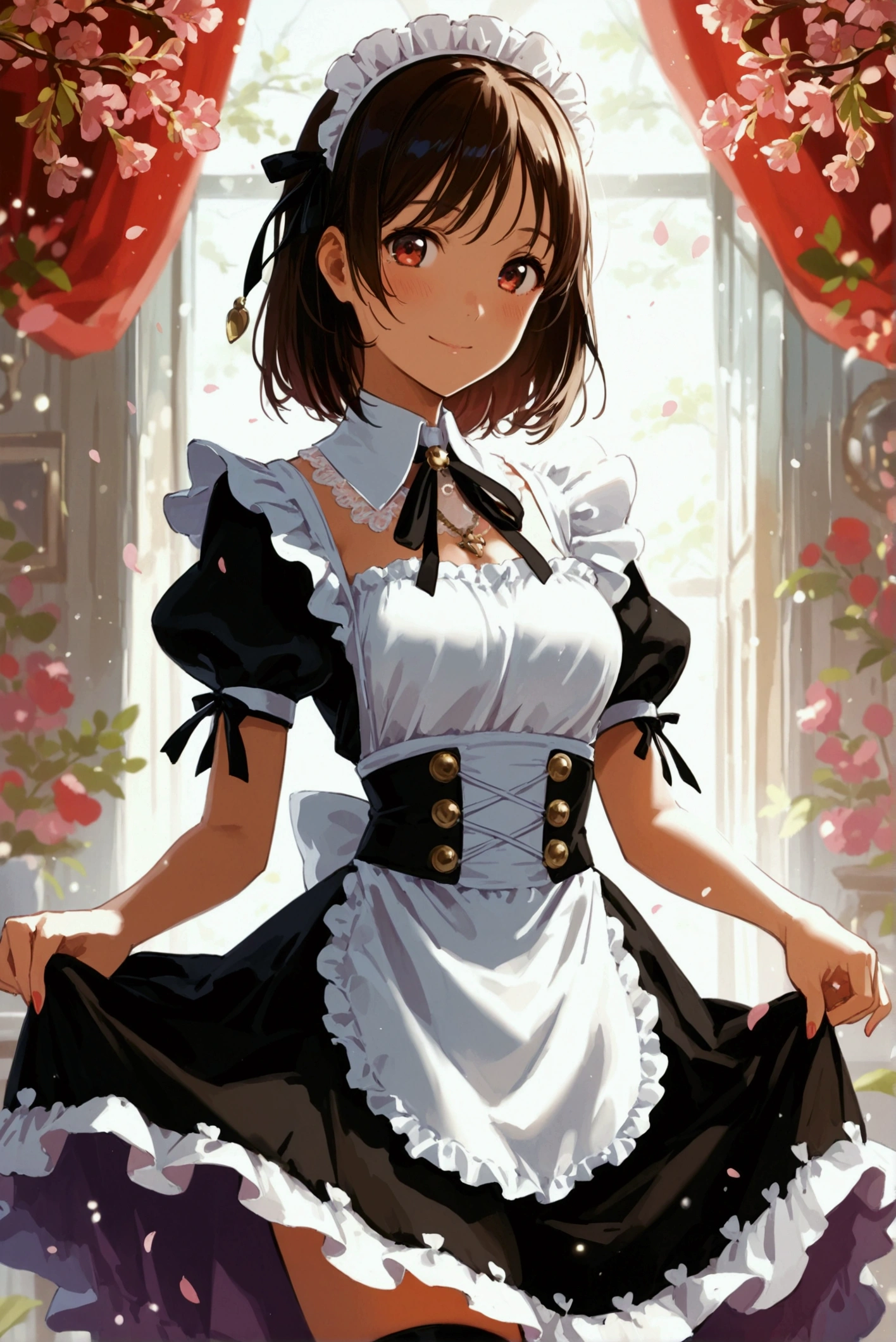 Wear maid clothes and lift up your skirt