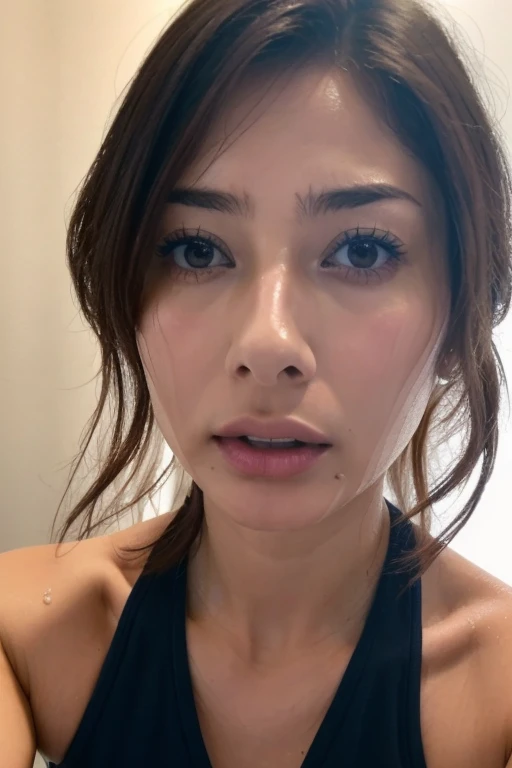 do,  top quality, (  High Resolution CG Unity 8K Wallpaper ), ( top quality),  edge orgasm  、faceフォーカス、  women who open their mouth and close their eyes 、Edgy woman_face、Age 30、  black hair、Very small toilet、((sweat) ),((sweatで光る肌))((sweatで光る鎖骨,sweatで光るface)),（(sweatだくの肌))((sweatで濡れた肌)),  beautiful Japanese actress  ,  Emily Ratajkowski  , from below,