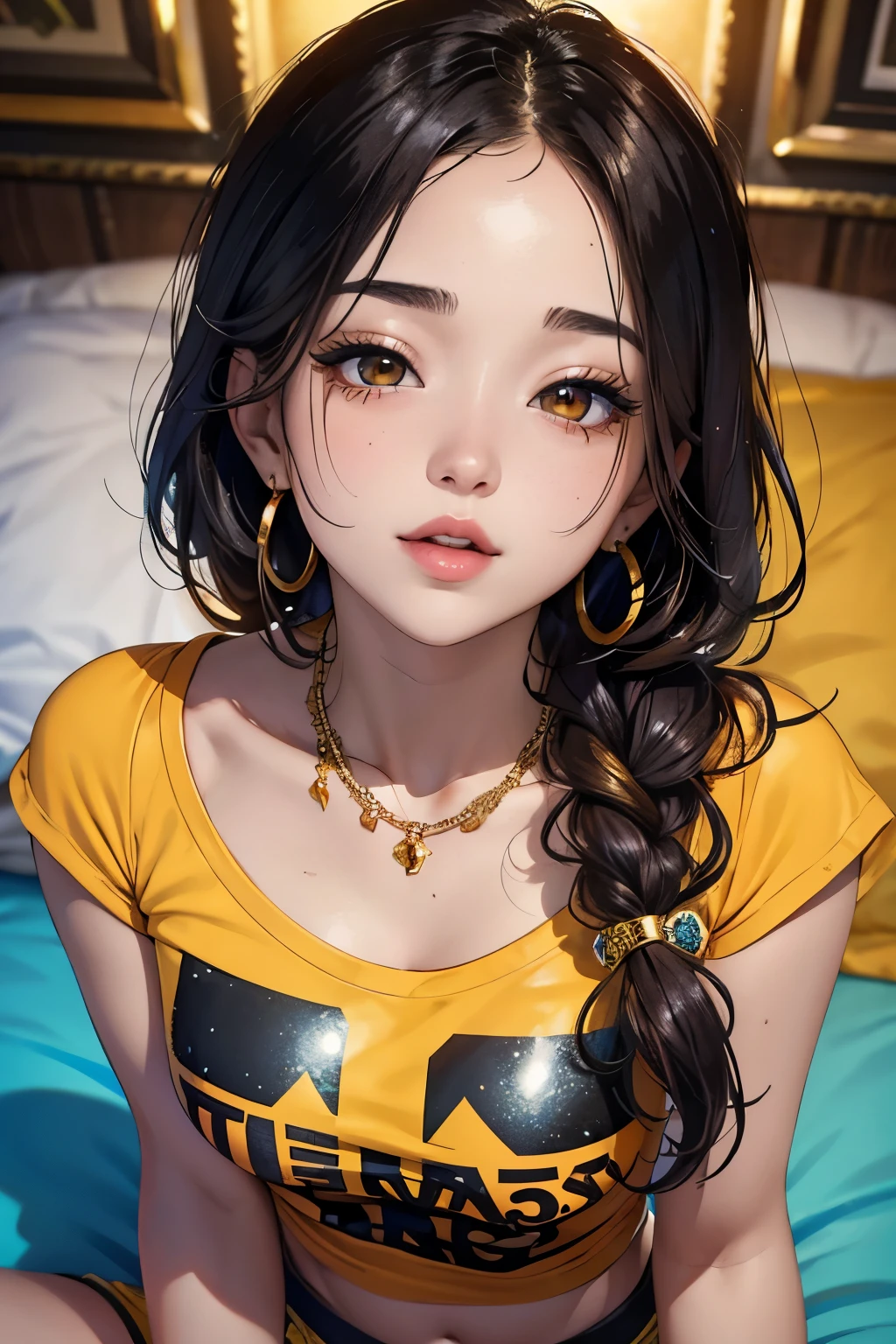 ((high detailed, best quality, 4k, masterpiece, hd:1.3)), ((best quality)), (((HD))), (((8k))), (ultraDH), (ultra HD), araffe in a yellow costume with a hoodie on, long black scene emo hair, anime girl cosplay, 🐿🍸🍋, anime cosplay, anime girl in real life, full-cosplay, Julzzess, ig model | JULES, better known as Julzzess, professional cosplay, cosplay, pikachu as a human, (breast focus), (arms outstreched:1.2), (from above:1.3), (breasts out:1.3), (off shoulder:1.1), (goth makeup), (perfect hands, perfect anatomy)