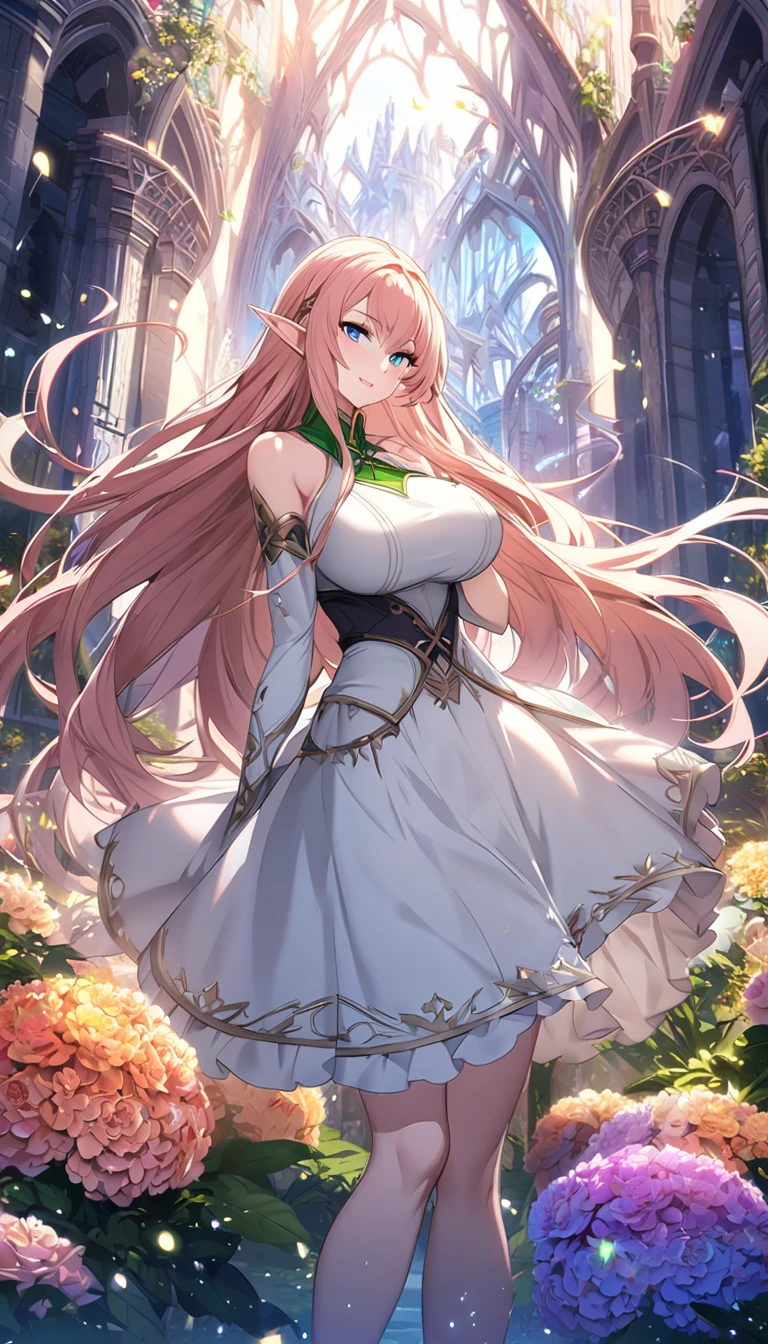 Elf,Sister,Big Breasts, long hair,fantastic background