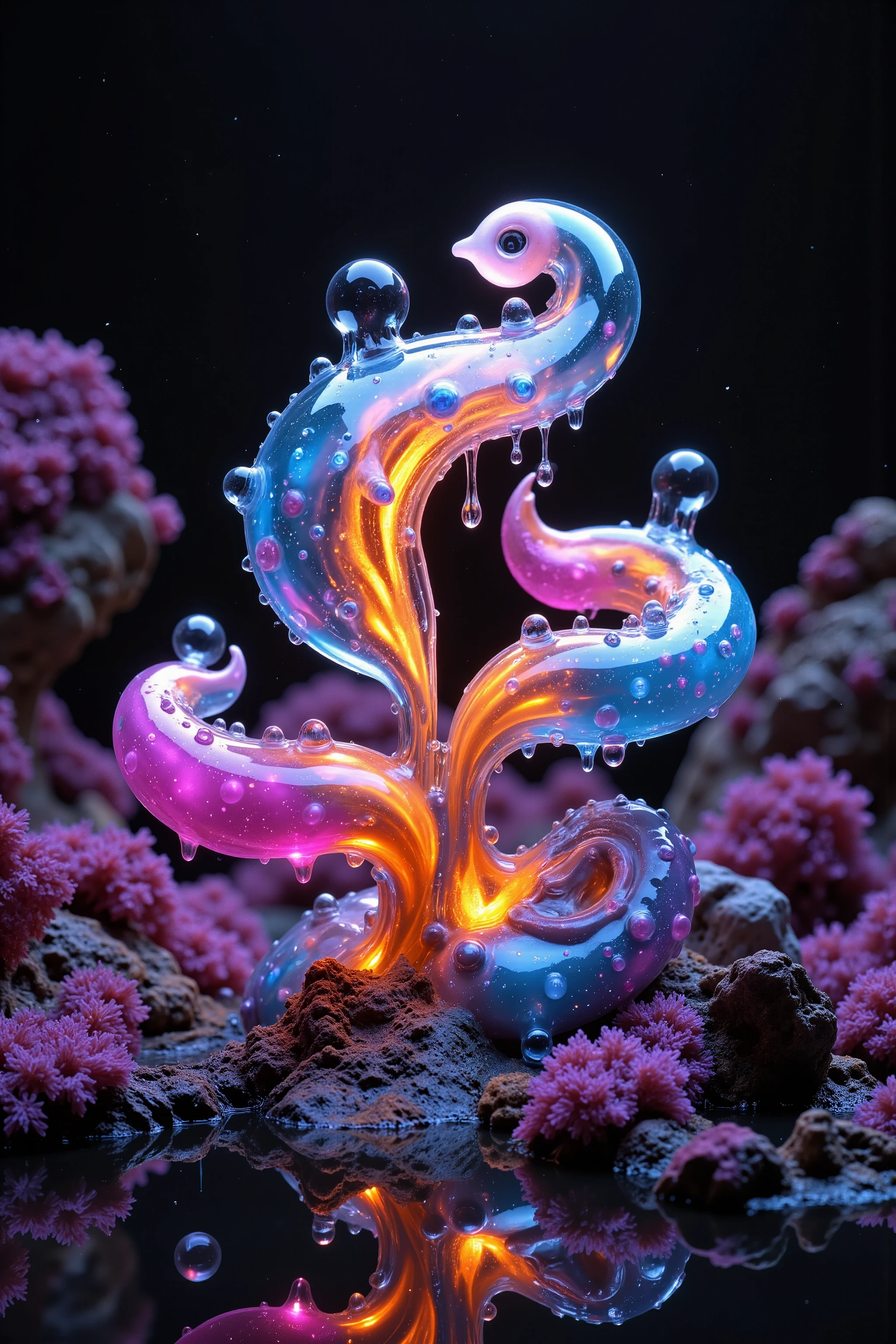 Glowing Nightmare, Glowing Runes_green Glowing Runes_pink,LSD, DMT imagery. octane render, psychedelic droplets of water, abstract liquid, and intricate rainbow art. octane render, black 3d fluid simulation, ethereal bubbles, swirling liquids, and highly detailed, octane render, reflective rainbow bubbles, twisted colors inside of glass spheres, Psilocybin Dream inside an amazing image of light emerging from colors in a shimmering glass morphing out of colors, bright neon and fluorescent colors,very bright, vibrant colors, perfectly formed and symmetrical reflective bubbles and spheres, attention to detail with these beautiful bubbles and spheres, Extreme Hallucinations in a gorgeous piece of psychedelic digital artwork, Stunning, pixel art, tripped out colors, 4d mandelbulb psychedelics, glass like psychedelic landscape, intricate rainbow environment, psychedelic underwater brightness and glow with neon colors, glowing colors twist inside of translucent glass spheres and bubbles with light and color reflecting off of both in bright fluorescent colors, psychedelic trip, fluorescent and neon aesthetic, psychedelic vibrant colors, bright psychedelic paint splattered backgrounds,swirling spirals and vortex, bright vibrant colors popping out from 3d glass spheres, Rotational Symmetry, Pixel Assets, Portrait photography, Surrealism, Photorealistic, Hyperdetailed, Glass Morphism, Digital Art, Sparkle, Optical Illusion, Glowing Light, Reflective Light, Overexposure, Backlighting, Depth Of Field, Spheres and bubbles show perfect Symmetry, Awe inspiring, Breathtaking, Indescribably Beautiful, Heaven sent images, Best Quality, Award Winning, MasterpieceA close up of beautiful bubbles floating on top of each other, LSD, DMT imagery. octane render, psychedelic droplets of water, abstract liquid, and intricate rainbow art. octane render, black 3d fluid simulation, ethereal bubbles spining together in a spiral and throwing out glass orbs overflowing with glowing fizzy liquids