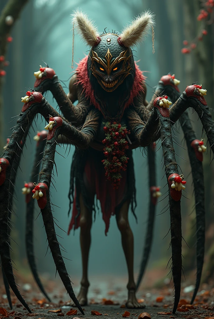 Give me a picture of a tarantula spider, laugh with the blood teeth