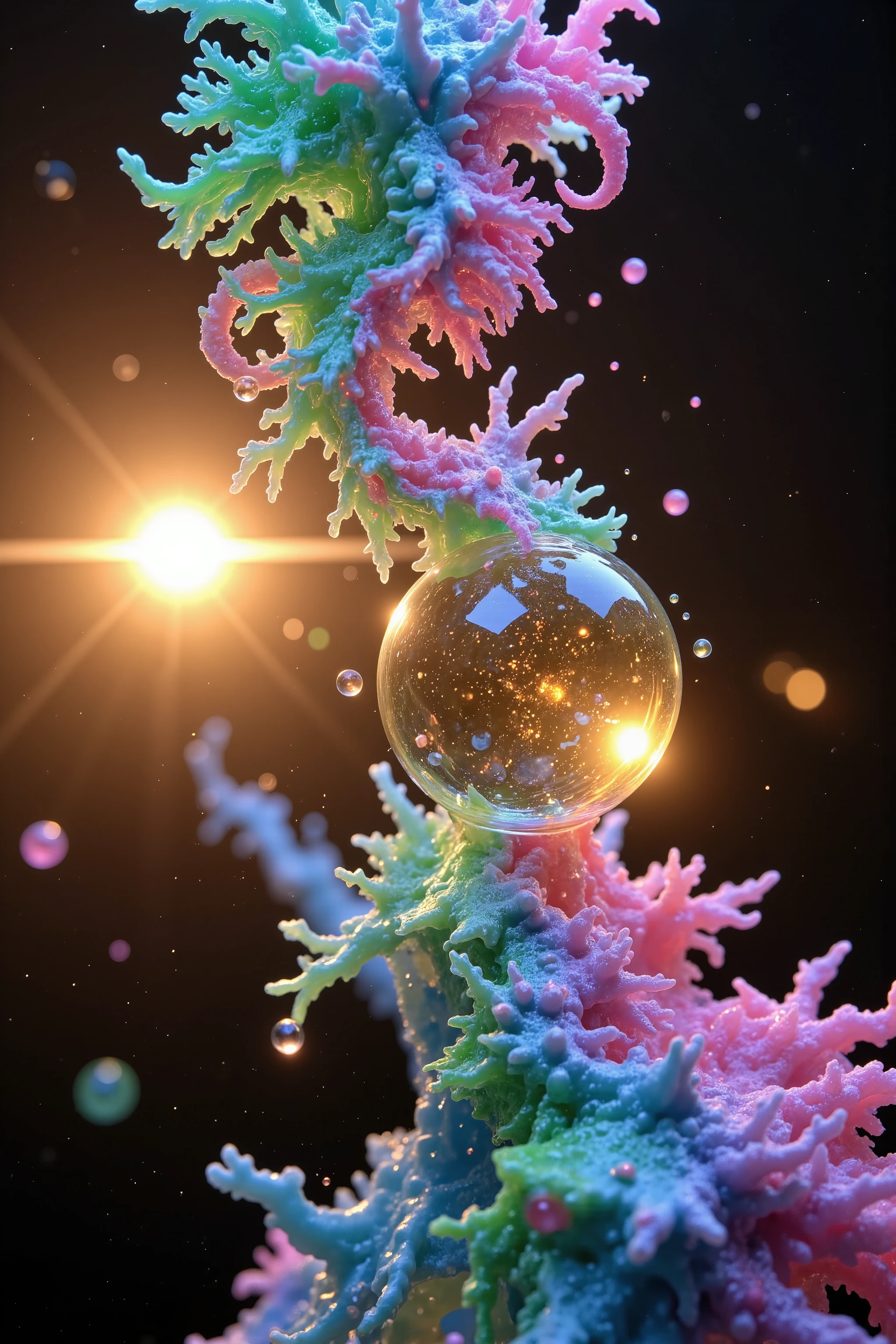 Glowing Nightmare, Glowing Runes_green Glowing Runes_pink,LSD, DMT imagery. octane render, psychedelic droplets of water, abstract liquid, and intricate rainbow art. octane render, black 3d fluid simulation, ethereal bubbles, swirling liquids, and highly detailed, octane render, reflective rainbow bubbles, twisted colors inside of glass spheres, Psilocybin Dream inside an amazing image of light emerging from colors in a shimmering glass morphing out of colors, bright neon and fluorescent colors,very bright, vibrant colors, perfectly formed and symmetrical reflective bubbles and spheres, attention to detail with these beautiful bubbles and spheres, Extreme Hallucinations in a gorgeous piece of psychedelic digital artwork, Stunning, pixel art, tripped out colors, 4d mandelbulb psychedelics, glass like psychedelic landscape, intricate rainbow environment, psychedelic underwater brightness and glow with neon colors, glowing colors twist inside of translucent glass spheres and bubbles with light and color reflecting off of both in bright fluorescent colors, psychedelic trip, fluorescent and neon aesthetic, psychedelic vibrant colors, bright psychedelic paint splattered backgrounds,swirling spirals and vortex, bright vibrant colors popping out from 3d glass spheres, Rotational Symmetry, Pixel Assets, Portrait photography, Surrealism, Photorealistic, Hyperdetailed, Glass Morphism, Digital Art, Sparkle, Optical Illusion, Glowing Light, Reflective Light, Overexposure, Backlighting, Depth Of Field, Spheres and bubbles show perfect Symmetry, Awe inspiring, Breathtaking, Indescribably Beautiful, Heaven sent images, Best Quality, Award Winning, MasterpieceA close up of beautiful bubbles floating on top of each other, LSD, DMT imagery. octane render, psychedelic droplets of water, abstract liquid, and intricate rainbow art. octane render, black 3d fluid simulation, ethereal bubbles spining together in a spiral and throwing out glass orbs overflowing with glowing fizzy liquids