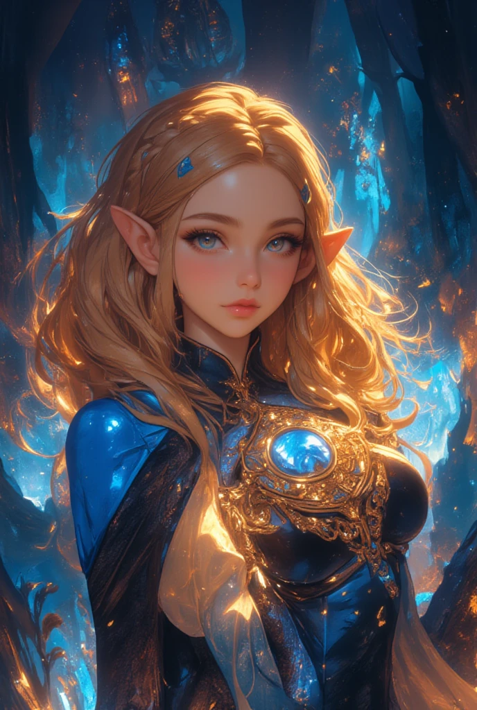 Zelda, 1girl, blonde hair, long hair, blue eyes, pointy ears